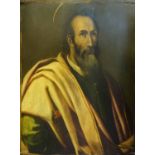 18th CENTURY SCHOOL 'Portrait of Saint Paul', oil on curved panel, 65cm x 57cm.