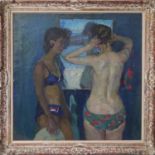 VASILI AKIMOVICH ARLASHIN (Russian 1923-1998) 'Bathers Standing before a Mirror', oil on canvas,