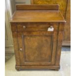 SIDE CABINET, Victorian burr walnut with drawer and single panelled door, 66cm x 89cm H x 43cm.