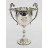 A VICTORIAN PLATED TROPHY, from Harrow school circa 1878, 22.5cm H.