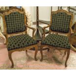 OPEN ARMCHAIRS, a pair,