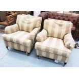 GEORGE SMITH ARMCHAIRS, a pair,