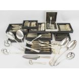 CHRISTOFLE PERLES SILVER PLATED FLATWARE, including twelve table knives, twelve butter knives,