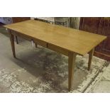 FARMHOUSE TABLE, vintage traditional French cherrywood, planked and cleated with drawer,