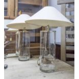 BESPOKE TABLE LAMPS, a pair, with shades, 85cm H.