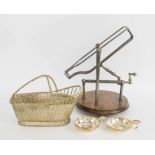 CHRISTOFLE FRANCE, a vintage silver plated basket wine bottle carrier,