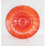 ZORA DE VENEZIA MURANO GLASS, a massive orange glass dish, 60cm D.