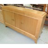 COMMODE, 1960's oak with two doors and fitted interior, 169cm x 46cm x 101cm H.