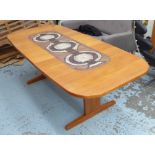 GANGSO MOBLER DINING TABLE, teak, with tile top detail, 200cm x 95cm x 72cm.