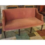 SOFA, Georgian style mahogany in pink velour on square tapering legs, 153cm W.