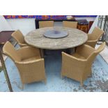 GARDEN SET, six Bramblecrest rattan chairs and circular table.