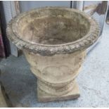 PLANTERS, a pair, reconstituted stone circular, 50cm diam x 50cm H.