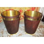 PEAT BUCKETS, a pair, George III style mahogany, each with a brass liner,