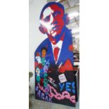 'HOBEY OBAMA' varnish and spray paint on board, 286cm x 122cm.
