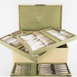 VINTAGE CHRISTOFLE FRANCE 'PERLES' CANTEEN, silver plated in original box comprising 143 pieces.