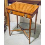SIDE TABLE, George III design satinwood with parquetry and chequer banded top,