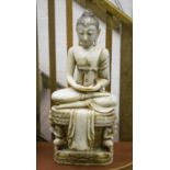 BUDDHA, Burmese large antique alabaster, 19th century with traces of gilding, 76cm H.