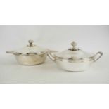 CHRISTOFLE FRANCE, two perles silver plated covered tureens.