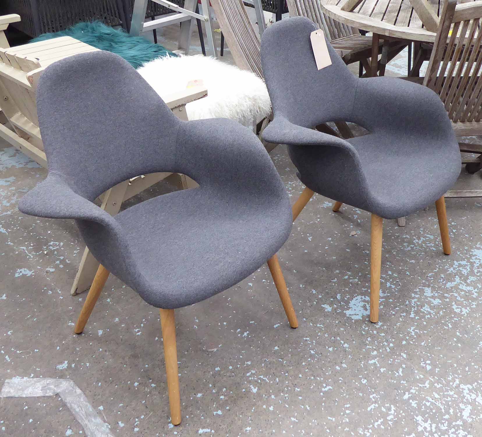 VITRA ORGANIC CHAIRS, a pair, in grey felt.