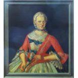 18th CENTURY SCHOOL 'Portrait of a Lady Holding a Fan', oil on canvas, 82cm x 67cm, framed.