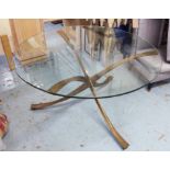BREAKFAST TABLE, vintage Italian style, gilt base with tempered glass, 71cm H x 132cm diam.