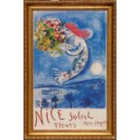 MARC CHAGALL 'Nice - Soleil - Fleurs', 1962, rare original lithographic travel poster,