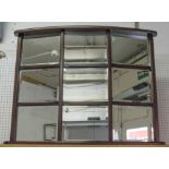 WINDOW MIRROR, bow fronted window pane mirror, 95cm W x 74cm H.