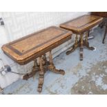 CARD TABLES, a pair, Victorian walnut, rosewood,