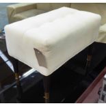 FOOTSTOOL, cream velvet, 70cm W x 40cm D x 47cm H.