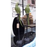 PARROTS, a pair, stylised polychrome finish, 120cm H.