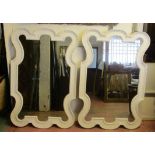 CARTOUCHE SHAPED WALL MIRRORS, a pair, of large proportions in a cream finish, 109cm W x 168cm H.