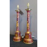 TOLEWARE STYLE TABLE LAMPS, a pair, 60cm H.