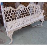 ROSE GARDEN PATTERN BENCH, after Kramer Bros, 150cm W.