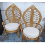 PAOLO MOSCHINO FOR NICHOLAS HASLAM RECONDITIONED CHAIRS, a pair, vintage 1970's bamboo leaf chairs,
