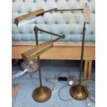 READING LAMPS, a pair, English country house inspired style, 115cm H.