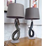 PORTA ROMANA TABLE LAMPS, a pair, with shades, 60cm H.