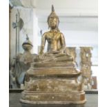 LAUS BUDDHA, 18th/19th century large size 64cm H with traces of original gilding.