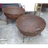 KADAI FIRE BOWLS, a pair, vintage Indian style.