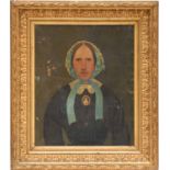 20th CENTURY FRENCH SCHOOL 'Portrait of a Lady with a Cameo', oil on canvas, 61cm x 50cm,