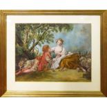 MANNER OF FRANCOIS BOUCHER 'Figures in a Bucolic Setting', watercolour, 47cm x 58cm,