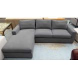 CORNER SOFA, in a dark grey upholstery (comes in two pieces), 260cm x 180cm x 85cm.