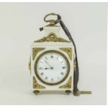 ANTIQUE MANTEL CLOCK, a late 19th century French white marble and gilt ormolu clock with key,