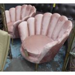 FRENCH ART DECO STYLE SIDE CHAIRS, a pair, pink velvet finish, 80cm H.