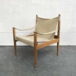 NIELS EILERSEN SAFARI CHAIR BY ERIK WORTS, canvas on beech frame, 77cm H.