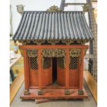 PRAYER TEMPLE, Asian antique red lacquer and gilded, 87cm x 99cm H x 67cm.