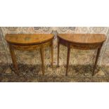 DEMI LUNE CARD TABLES, a near pair,