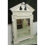 WILLIAM KENT STYLE MIRROR, white painted of large proportions with a broken pediment and shell,