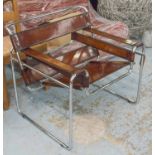 WASSILY STYLE ARMCHAIRS, a pair,