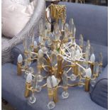 CHANDELIER, 1970's Italian gilt finish, 60cm drop minus chain.