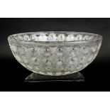 LALIQUE FRANCE, a large clear frosted and black enamelled 'Nemours' bowl, 25.5cm diam.